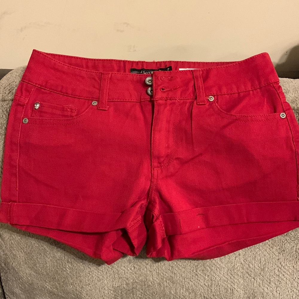 Lovesick red cuffed shorts (7) never worn